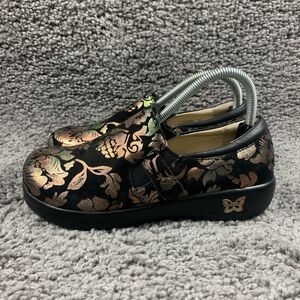 ALEGRIA Comfort Walking Clog KAR-557X Size 38 EU 8-8.5 US Copper Flowers Leather